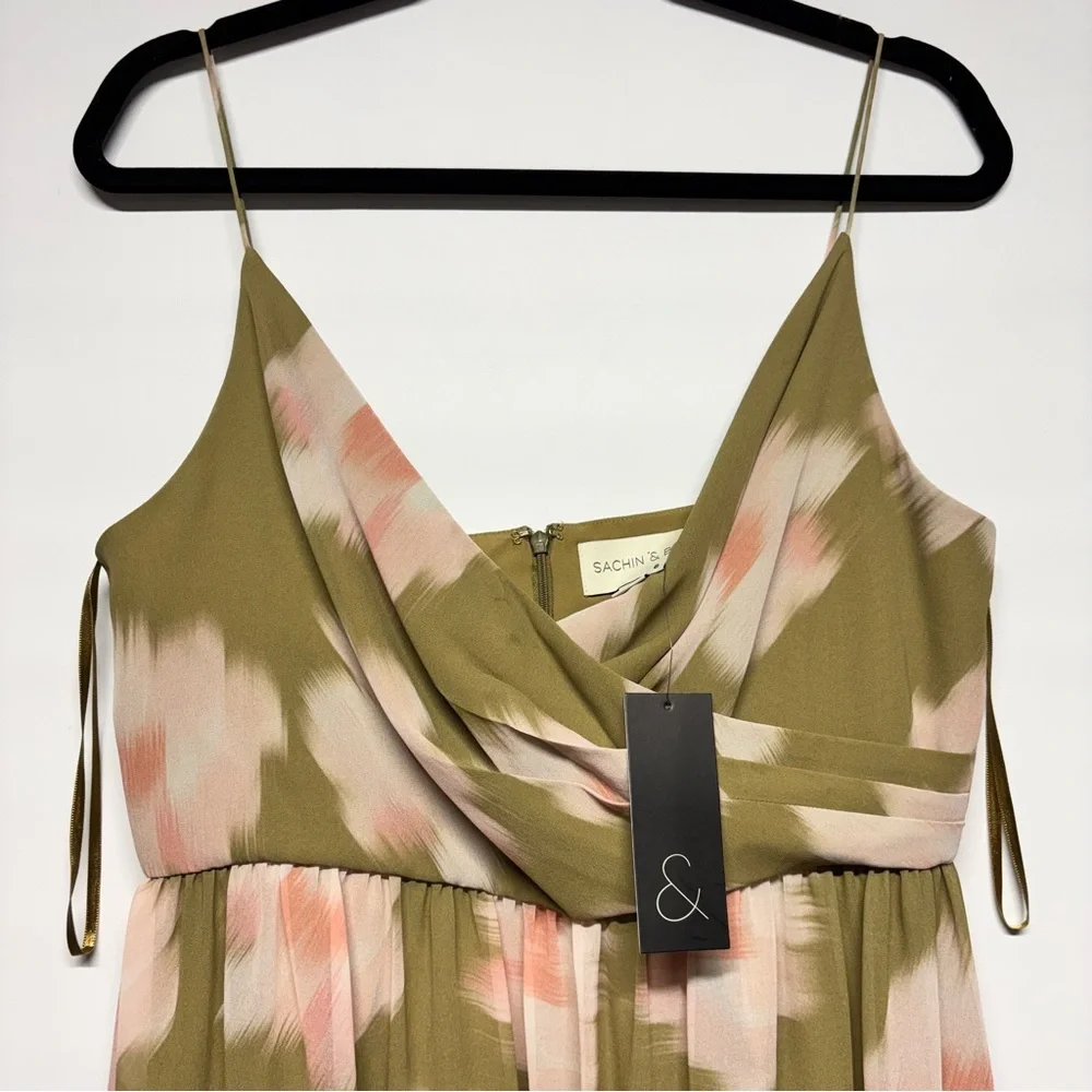 ✨Sachin + Babi Dalia Midi Dress Ika Scatter Floral Green Size 8